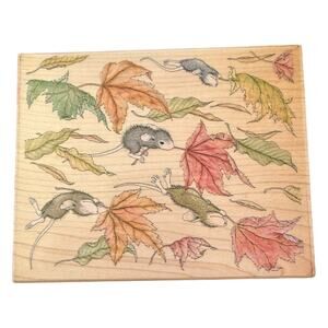 Stampabilities House Mouse Fall Commuters HMTR1004 Large Rubber Stamp EUC
